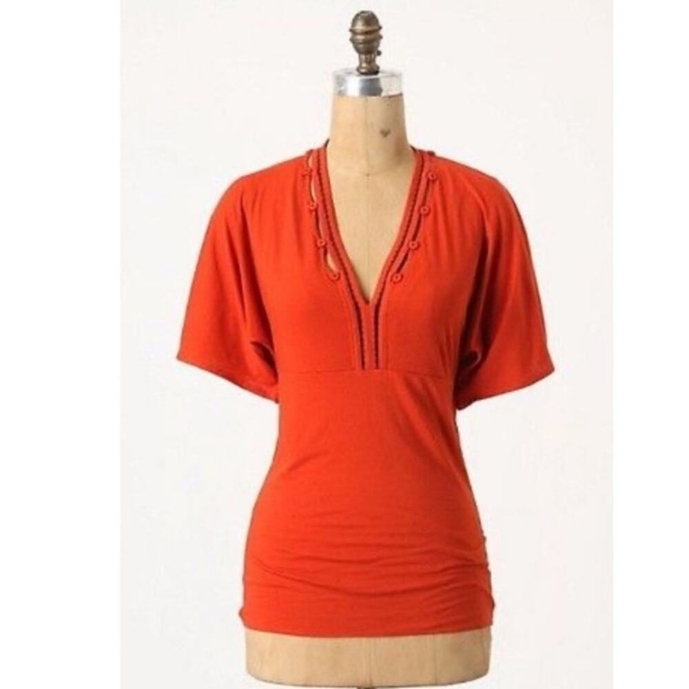 Anthropologie Deletta rust orange top
